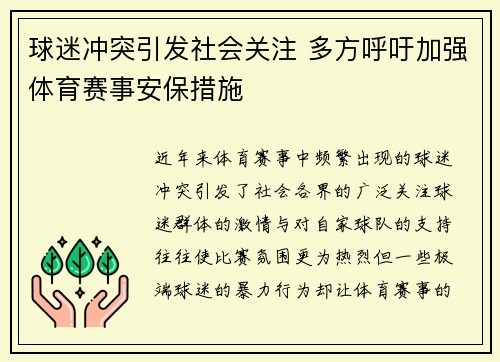 球迷冲突引发社会关注 多方呼吁加强体育赛事安保措施